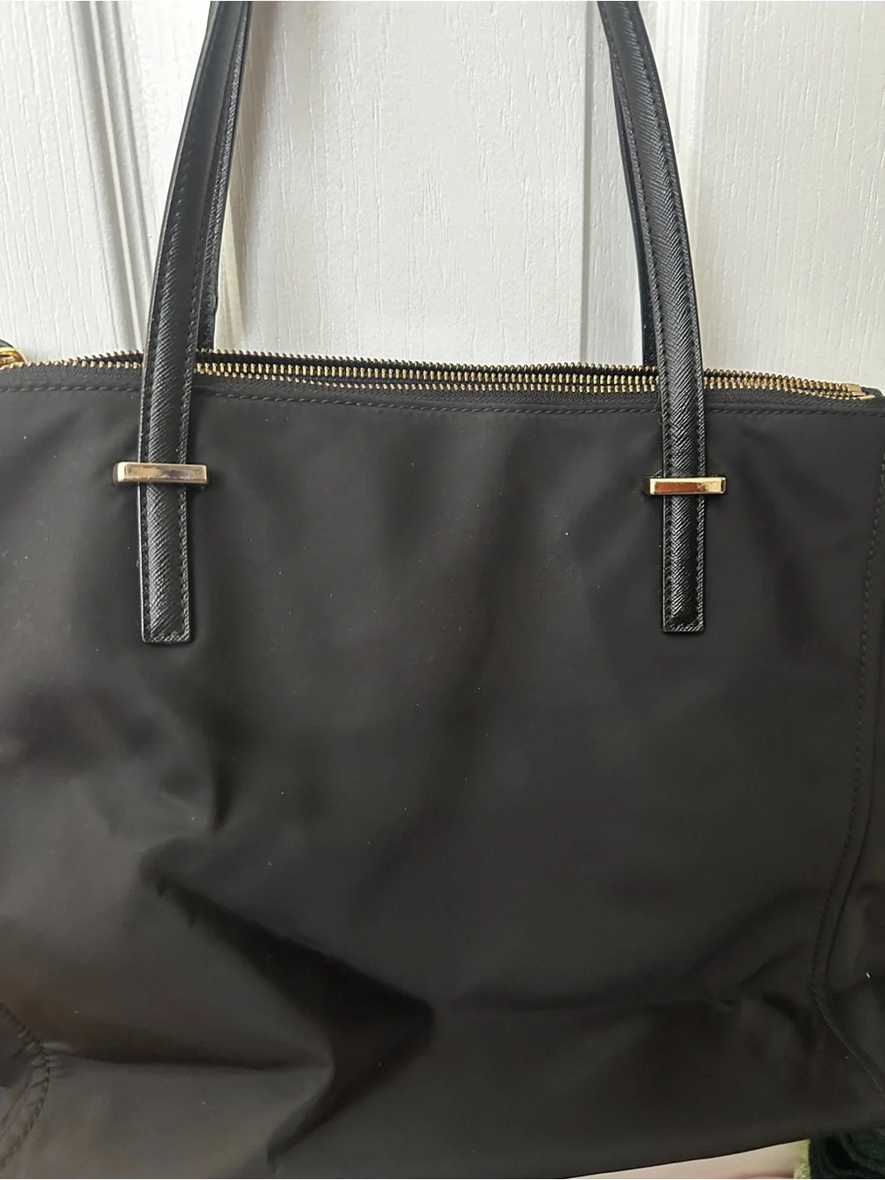 kate spade Black Nylon Tote with Gold Hardware Plate